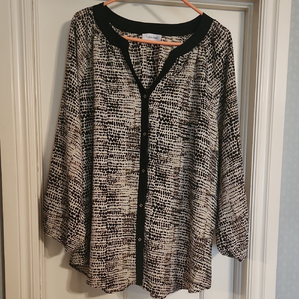 Calvin Klein Black and Tan Women's Top